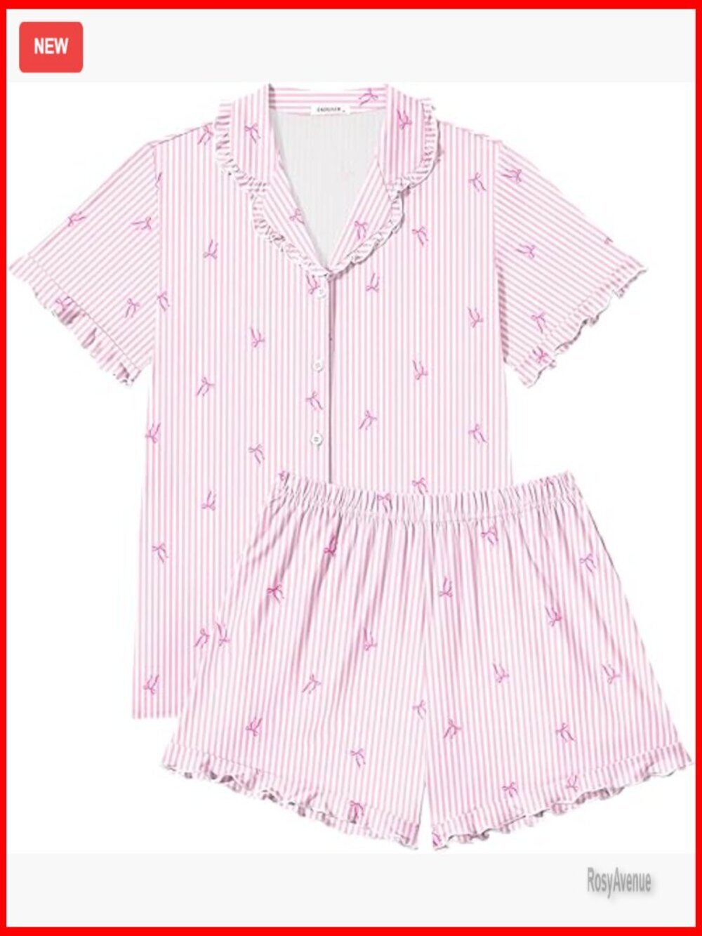 Women's Cute Pajama Set Short Sleeve Button Down Ruffle Lounge Sleepwear 2 Piece